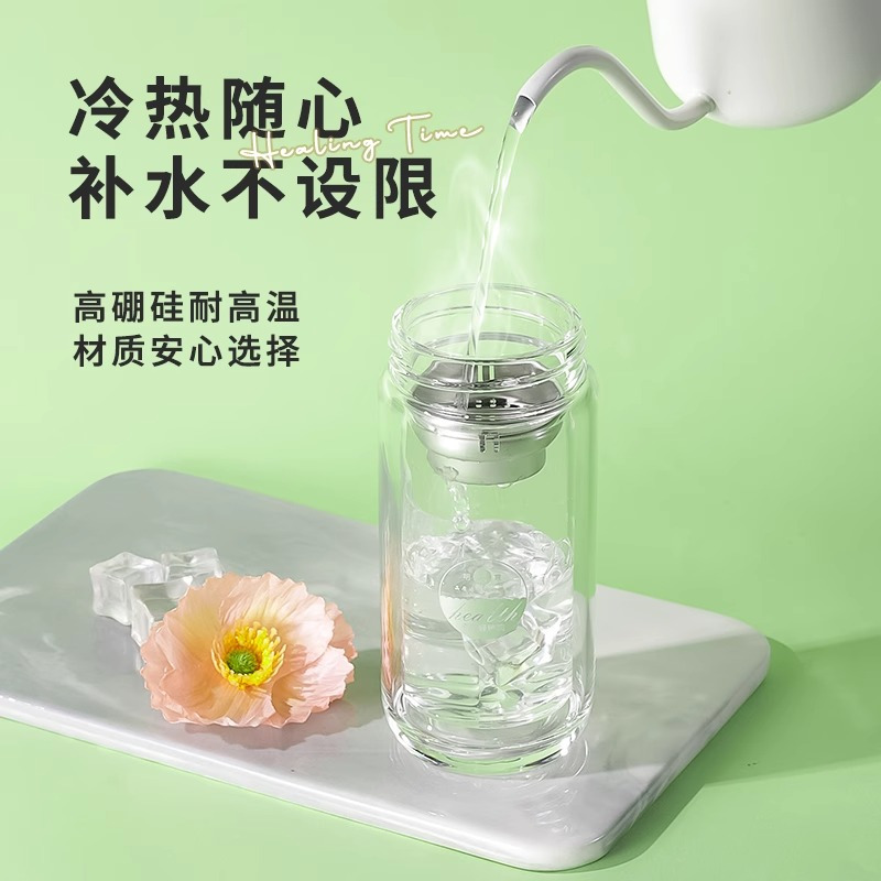 双层玻璃水杯女生小容量迷你高颜值果茶2025新款加厚个人户外运动专用杯子150ml