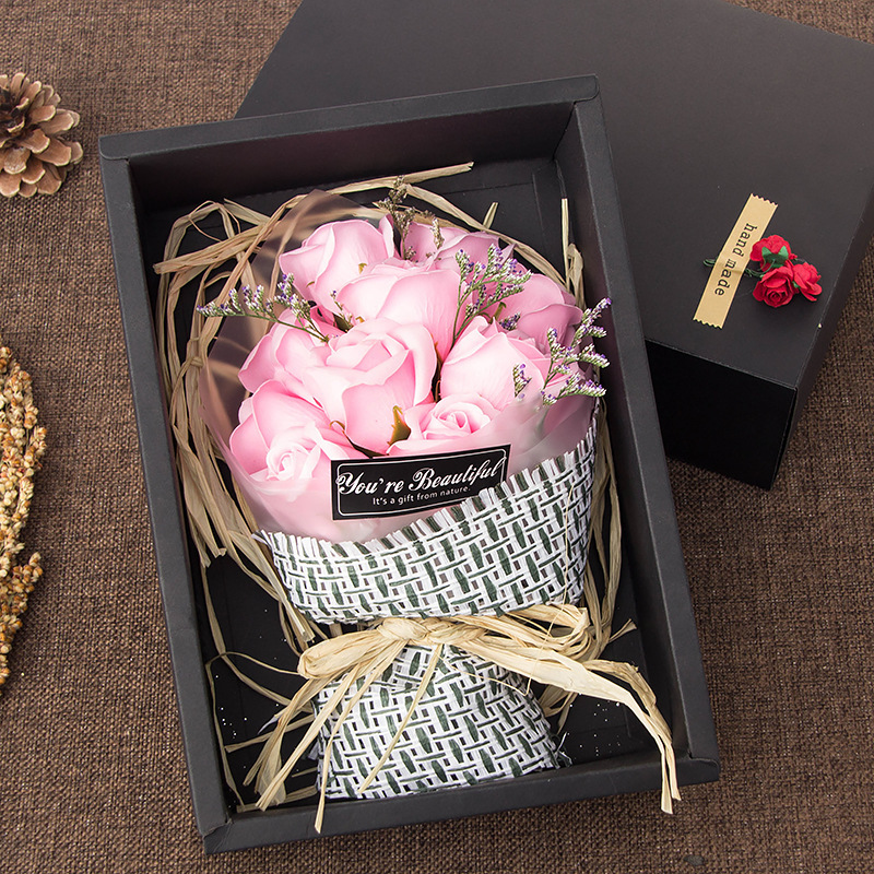 七夕情人节礼盒装香皂玫瑰花礼盒 11朵花束香皂花礼盒 一生只爱一人