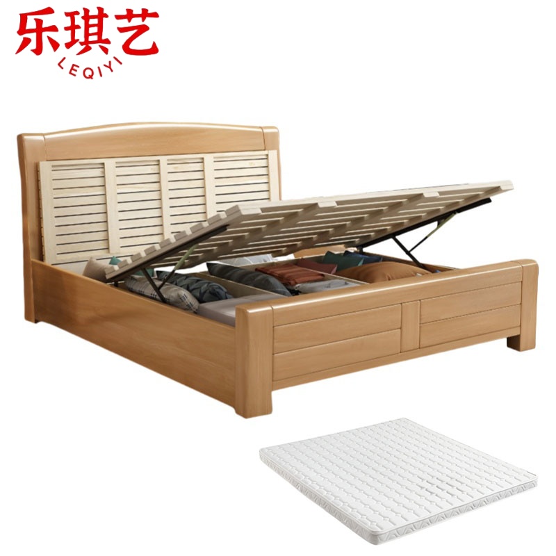 乐琪艺 实木床 120cm+10公分床垫 套高清大图