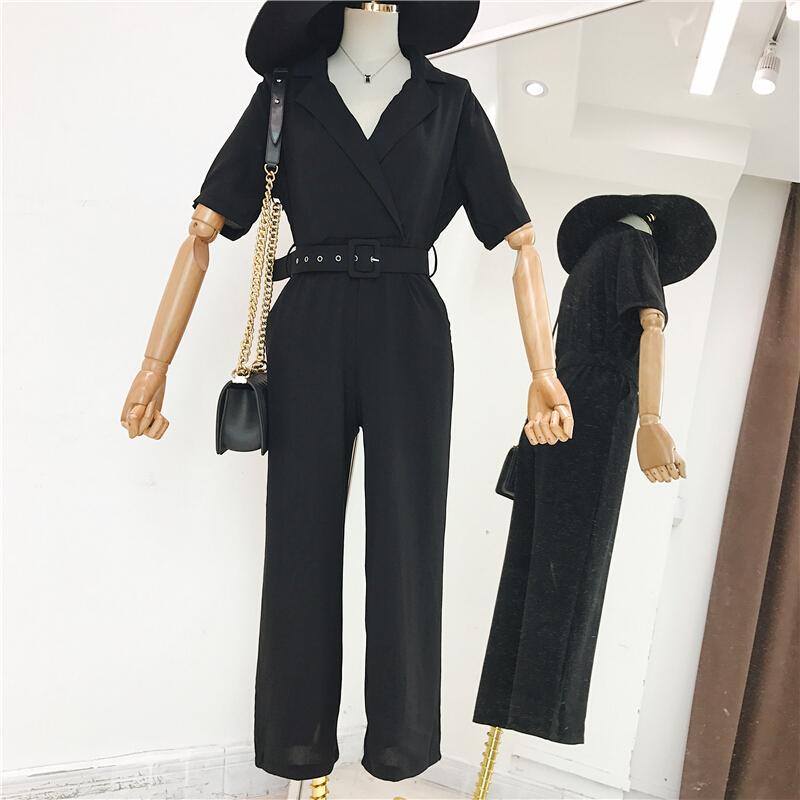 高腰连体裤女夏裤子学生宽松韩版夏季休闲连衣裤