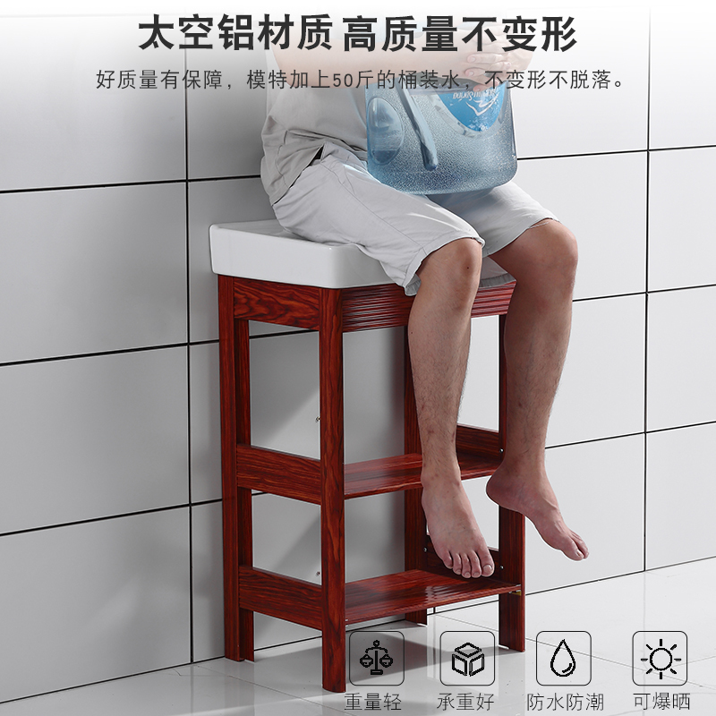 苏宁放心购落地式洗手盆柜组合阳台陶瓷太空铝支架卫生间小户型洗脸盆洗漱盆A-STYLE