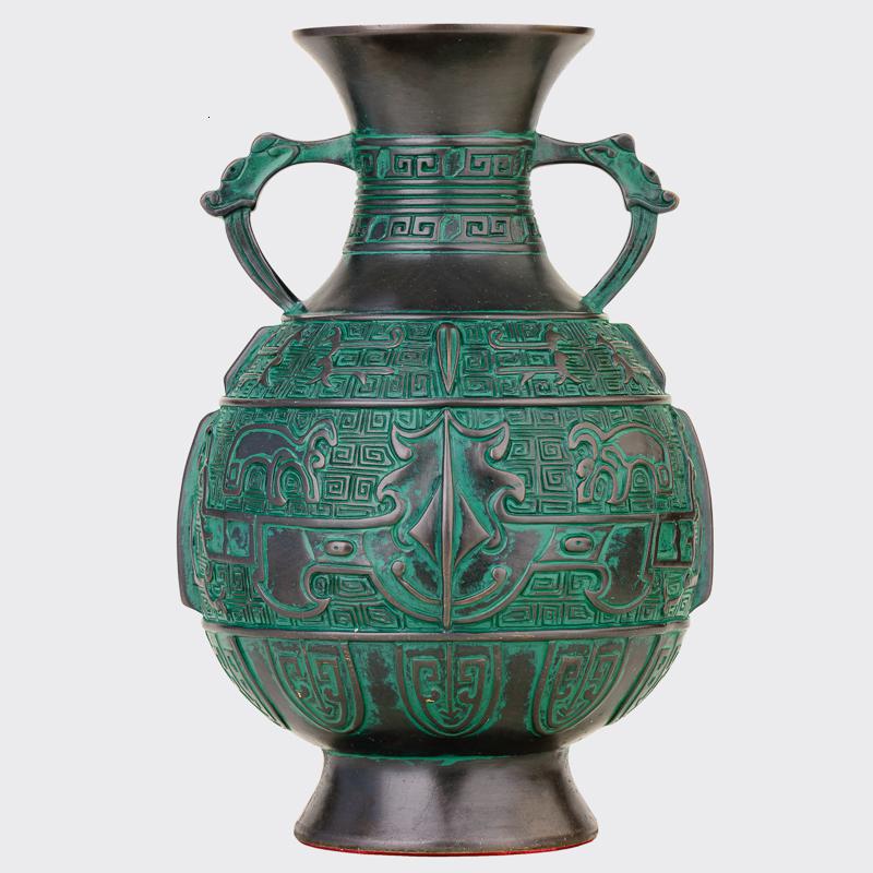 美帮汇铜花瓶铜仿古 宽通花瓶青铜器家居客厅书房装饰品摆件高清大图
