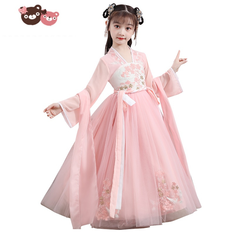 绿彩虹光女童汉服夏季中国风轻纱襦裙超仙古装儿童装裙子女孩古风夏款