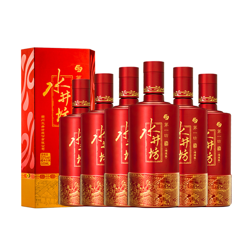 水井坊 鸿运装 52度 500ml*6瓶 浓香型白酒 整箱装