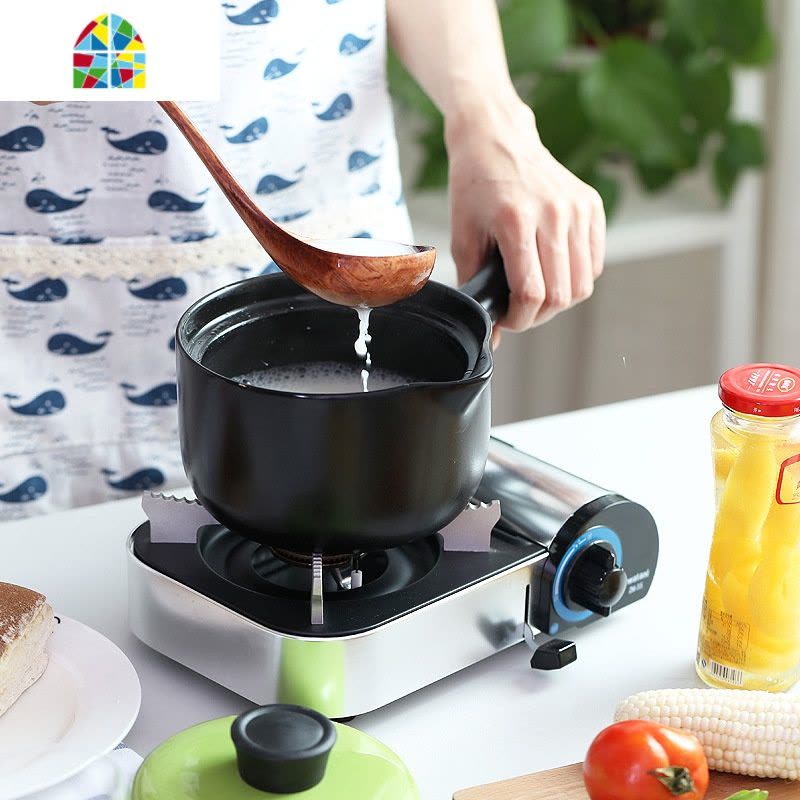 陶瓷奶锅婴儿宝宝热奶煮粥锅辅食小砂锅小锅炖奶熬粥迷你燃气家用 FENGHOU 红色1.6升条纹图片