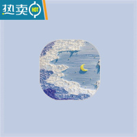 敬平梳子镜子一体便携蓝色油画月亮便携折叠翻盖式随身梳镜两用化妆镜 黄鸭小熊-黄底便携式用镜