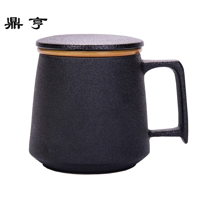 鼎亨陶瓷水杯马克杯带盖过滤茶杯办公室泡茶杯家用喝水杯LOGO定制