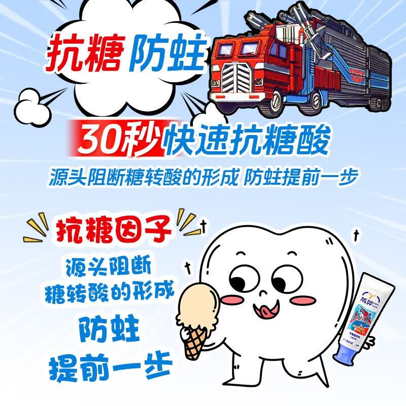 冷酸灵萌芽儿童牙膏6-12岁含氟防蛀抗糖 换牙期变形金刚高清大图