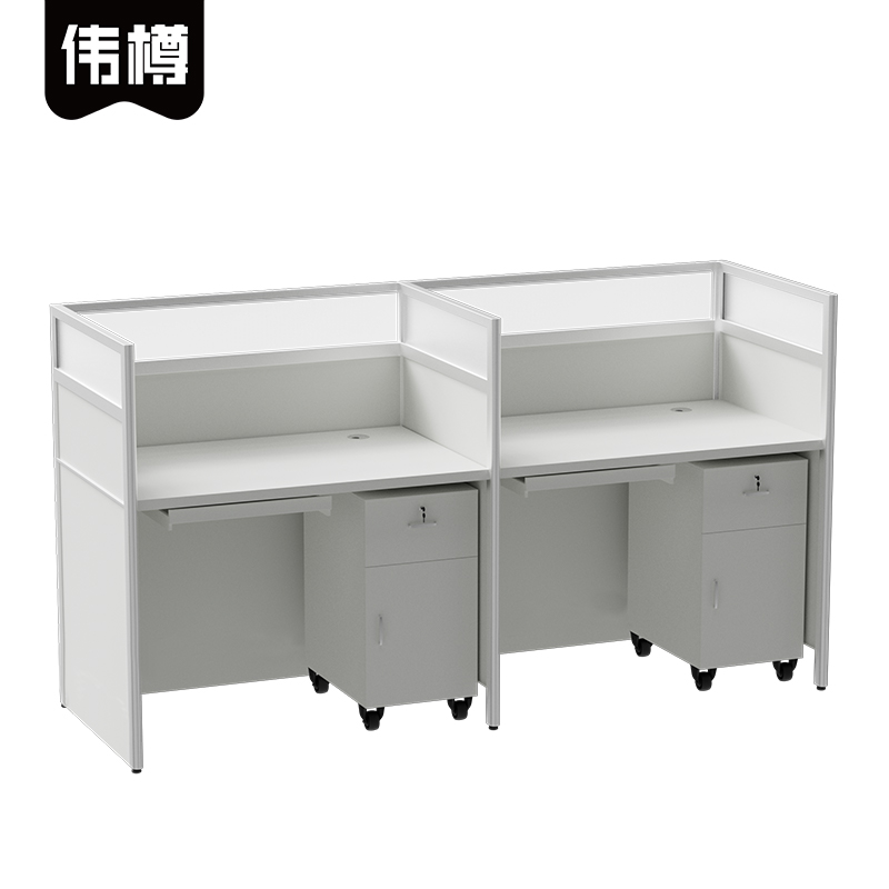 伟樽屏风工位双人位带柜220*70*125cm套高清大图