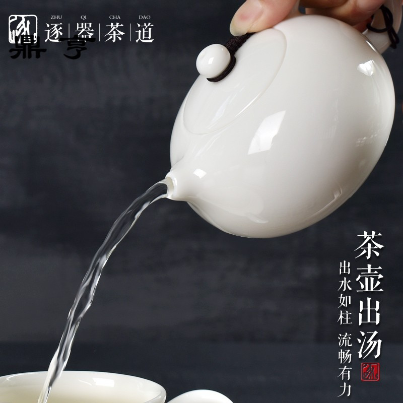 鼎亨德化白瓷功夫茶具套装 陶瓷茶壶盖碗家用办公室精品羊脂玉定L