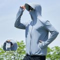 高端夏户外防紫外线防晒服冰丝凉感防晒衣男款皮肤衣外套潮 3XL 原纱帽檐可拆卸深灰色