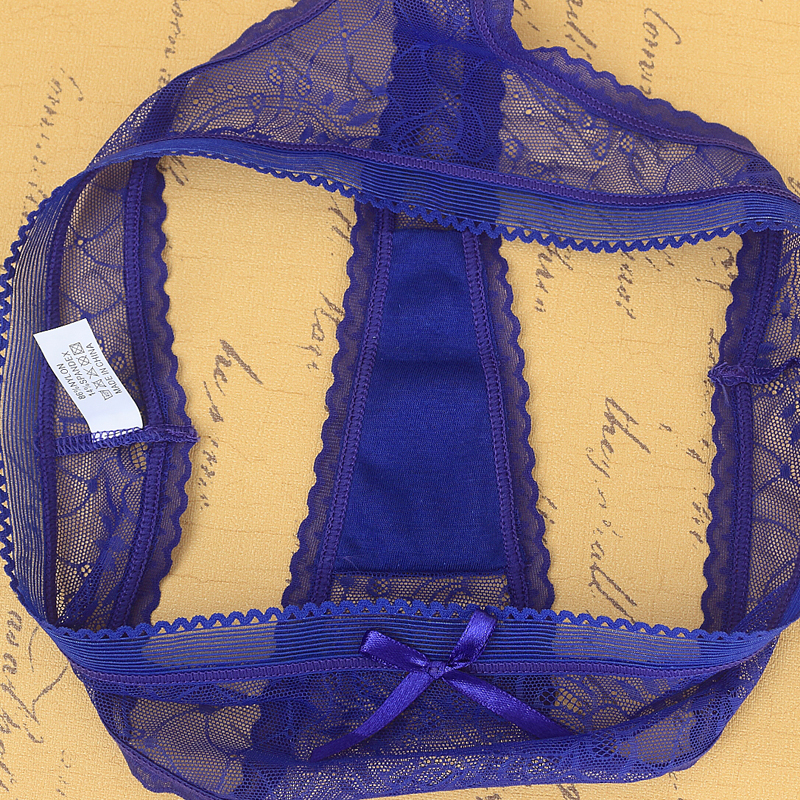 ideamini4条装低腰女丁字裤蕾丝超薄镂空透明诱惑透视性感内裤少女夏