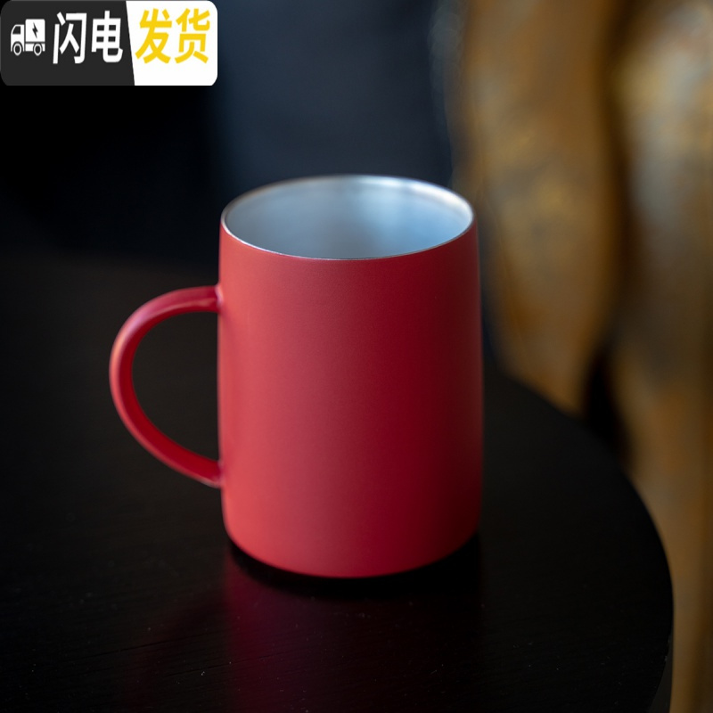 三维工匠十六開 ◤理想之蓝陶瓷银彩马克杯大容量水杯礼品咖啡杯情侣对杯 故宫红(白釉)(385)咖啡器具
