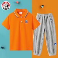 史努比(SNOOPY)儿童运动短袖短裤两件套装夏季新款男童POPL衫套装SN2PH