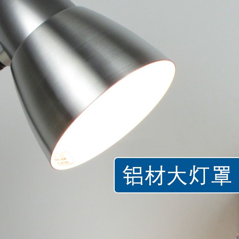 良亮护眼台灯学生学习写字护眼灯床头看书台灯可换灯泡E27插电220 银色 送LED灯泡5W白光