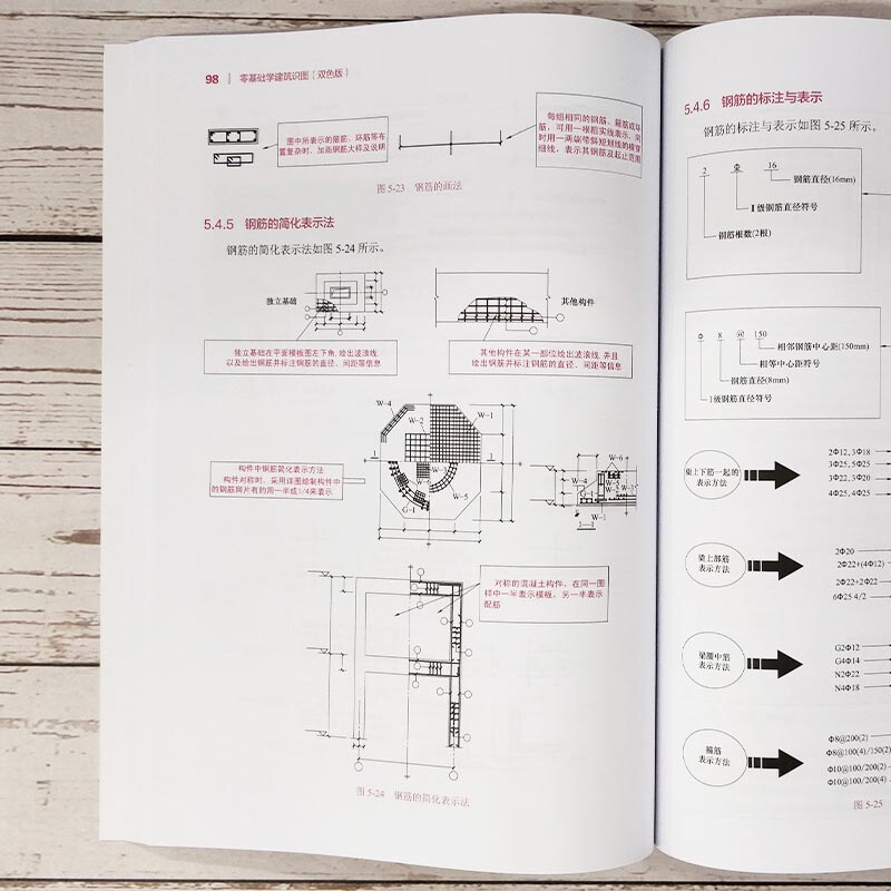 [正版]零基础学建筑识图 建筑工程图纸构造制图与识图自学教程 施工图测量技术 建筑结构设计规范 土木工程 建筑结构水暖电高清大图