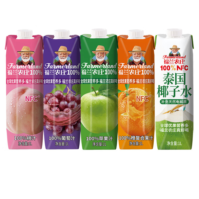 福兰农庄 福到家果汁礼盒 1L*4瓶 盒高清大图