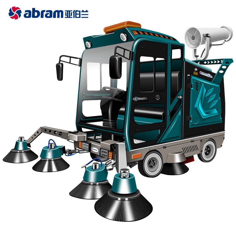 亚伯兰YBL-DP3000AD 大型七刷四轮扫路车 清扫宽度3米 48V200A 含雾炮高压水枪 市政环卫物业保洁工业扫高清大图