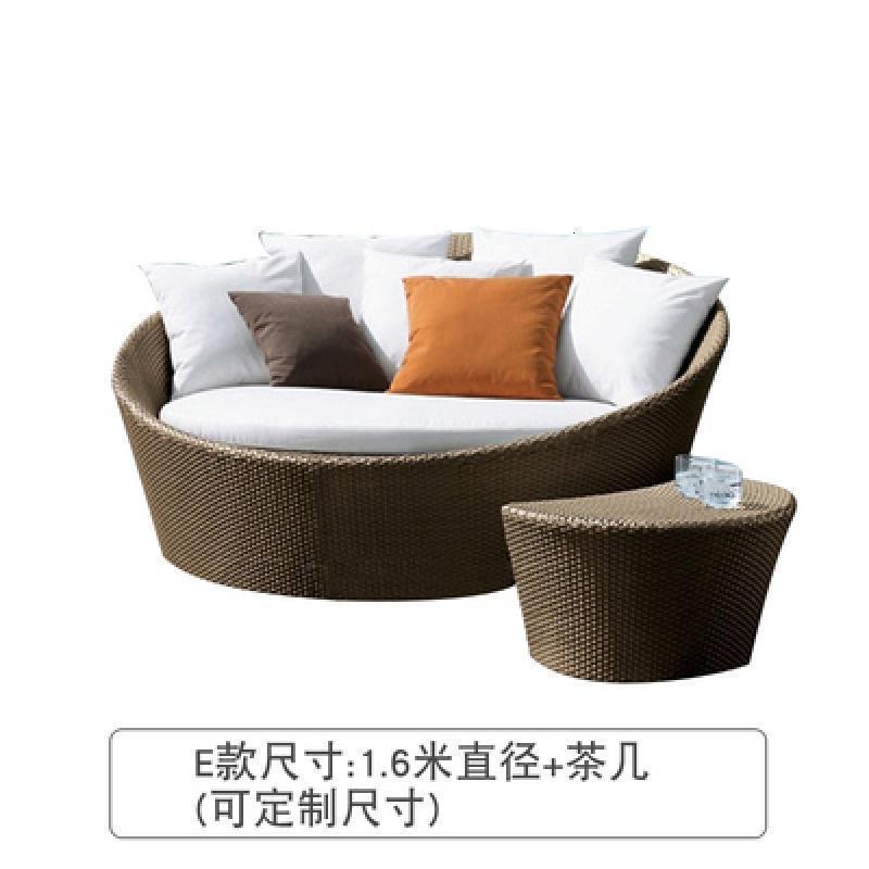 森美人户外大圆床休闲泳池藤编创意沙发床沙滩酒店躺床阳台懒人躺椅家具 E款