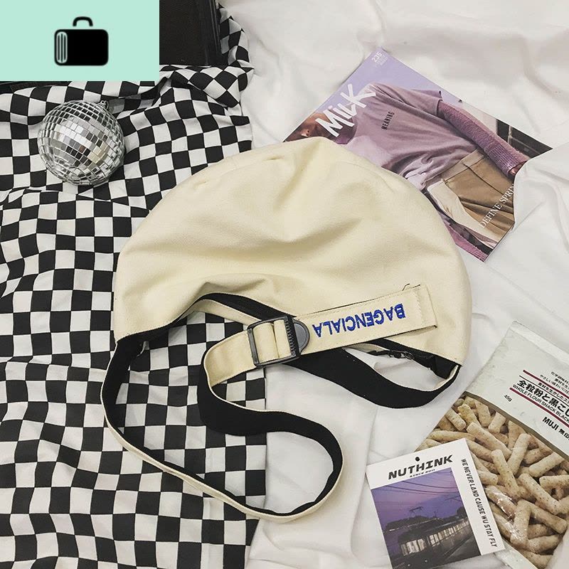 斜挎包女帆布包ins风饺子包日系休闲潮宽肩带单肩挎包简约慵懒风NEW LAKE女斜挎包图片