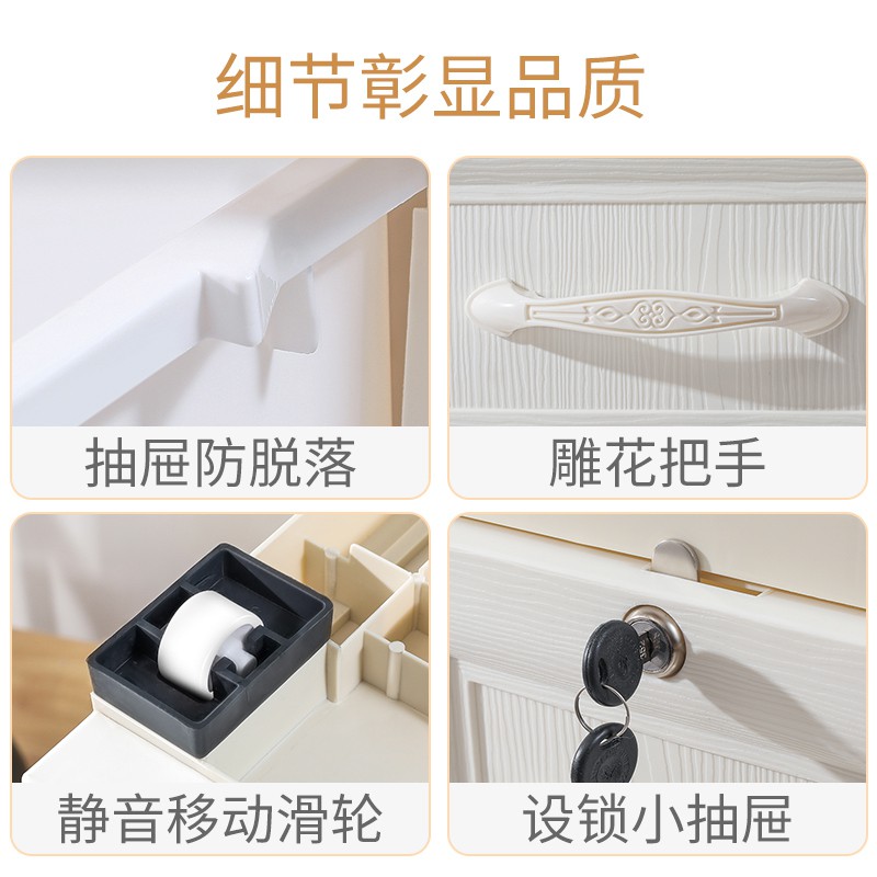 45cm宽抽屉式收纳柜子婴儿童用品衣服五斗柜整理箱床头储物柜塑料收纳柜 三维工匠高清大图