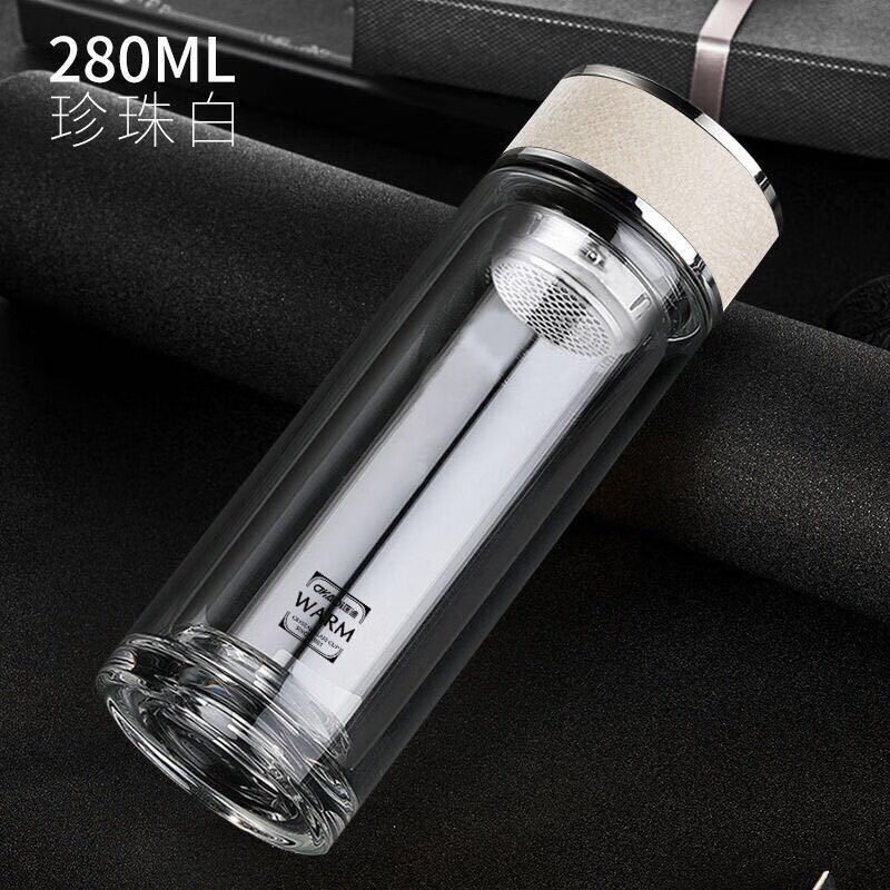 企采严选华象双层水晶玻璃杯耐热加厚水杯大容量男泡茶杯