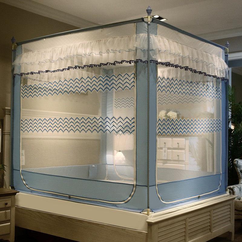 美帮汇三开坐床拉链蚊帐1.5米/1.8m床家用蒙古包公主加密加厚支架防摔高清大图