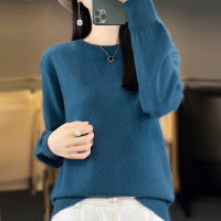 秋冬打底衫女外穿毛衣女长袖大码女装内搭上衣安迪绒针织衫薄 2XL 海藻蓝