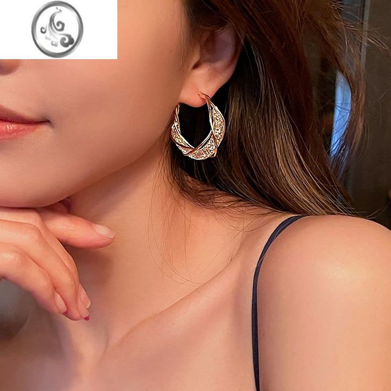 JiMi定制高货~网状水晶耳圈镂空耳环女新款高级耳钉轻奢小众气质耳饰图片