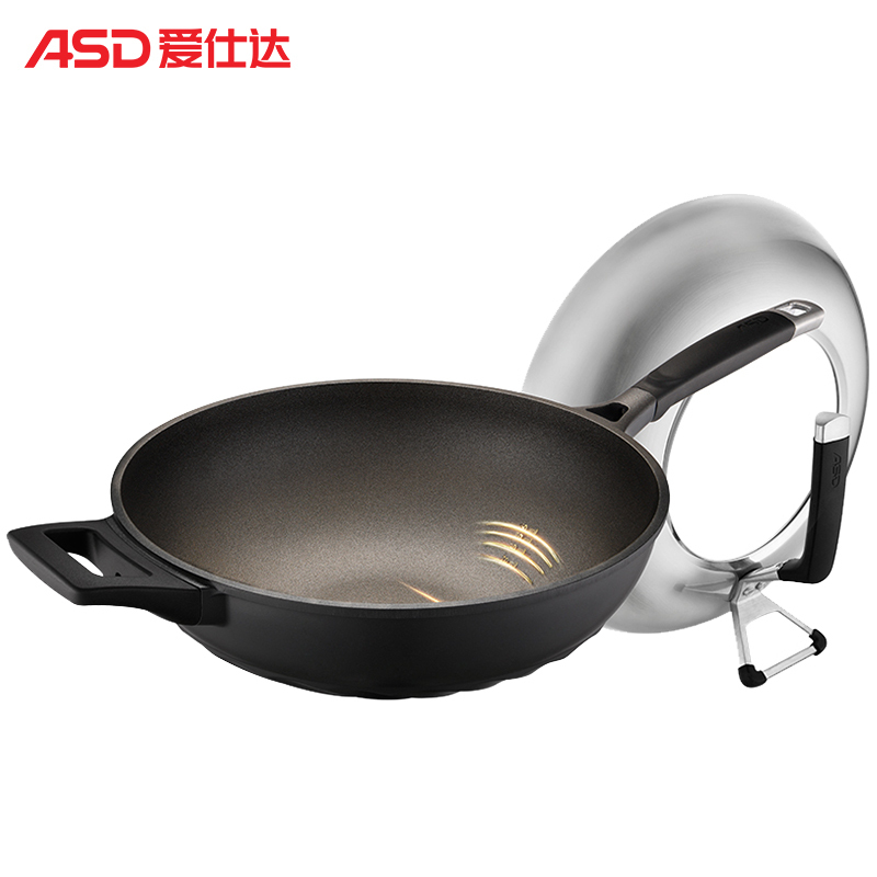 爱仕达(ASD)炒锅32CM 金刚旋风六代钛不粘无油烟炒菜锅炒煎锅 家用不粘锅炒锅 CL32T6Q 燃气电磁炉通用