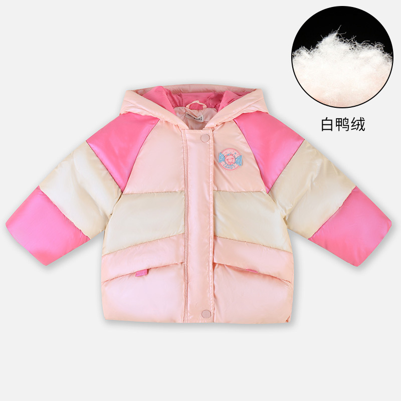 铅笔俱乐部2024秋冬新品女小童羽绒服宝宝加厚外套儿童保暖上衣 110cm 粉红