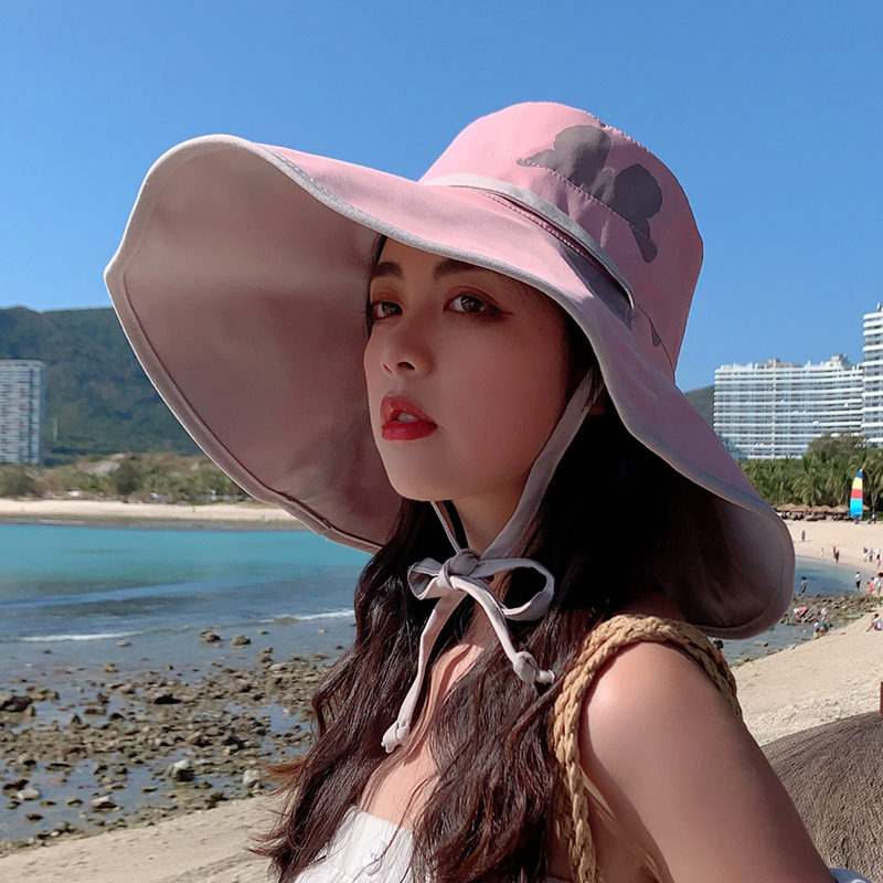 渔夫帽女夏季防晒遮阳帽大帽檐遮脸早春双面大沿太阳帽子