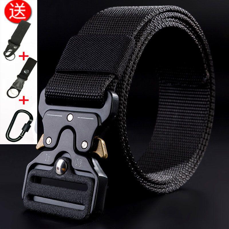 合金扣腰带裤带男作训内腰带户外帆布尼龙自动插扣皮带高清大图