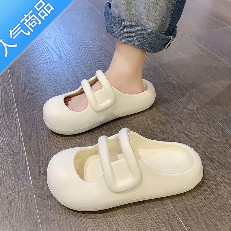 SUNTEK厚底洞洞鞋女款夏季外穿增高2023新款防水沙滩防滑松糕包头凉拖鞋图片