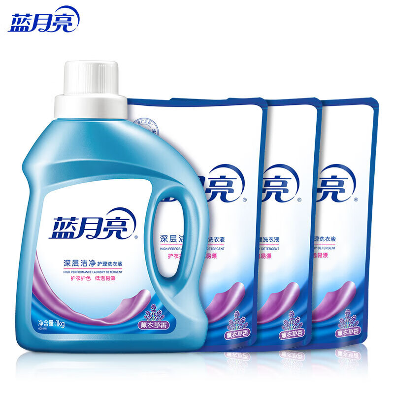 蓝月亮 深层洁净薰衣草洗衣液1kg+500g×3袋装 强效去污