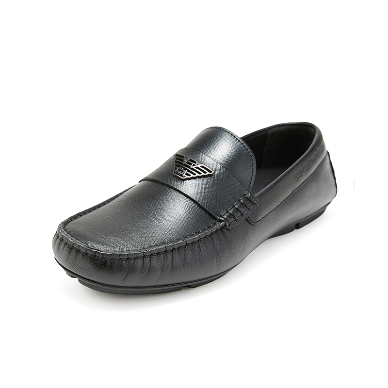 EMPORIO ARMANI 阿玛尼 男士徽标印花牛皮皮鞋