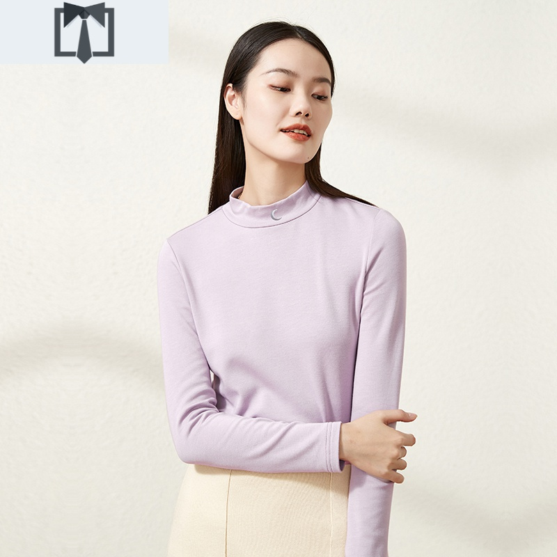 suntek逸阳2020秋冬德绒打底衫女半高领内搭针织衫黑色百搭毛衣女士