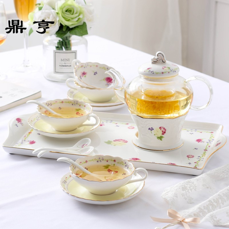 鼎亨欧式花茶茶具套装下午茶具家用玻璃煮水果花茶壶加热蜡烛花茶