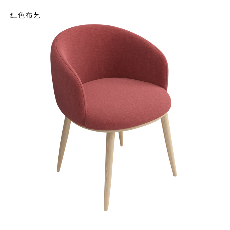 汐岩北欧风椅子现代简约书桌椅创意电脑化妆凳子靠背家用成人餐椅 红色布艺