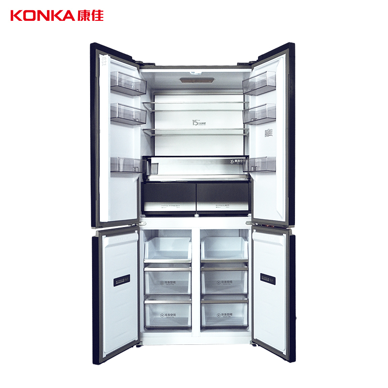 康佳BCD-501WUP4-VP玻璃平嵌十字门冰箱一级能效高清大图