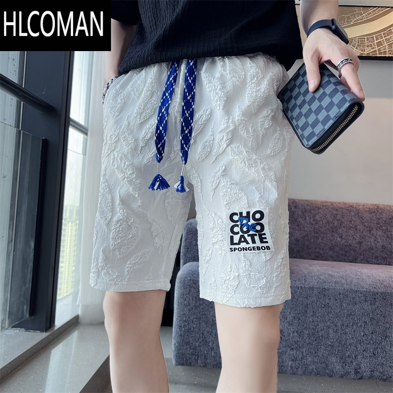 HLCOMAN休闲裤男夏季运动裤薄款男士修身冰丝五分中裤潮牌大裤衩百搭帅气