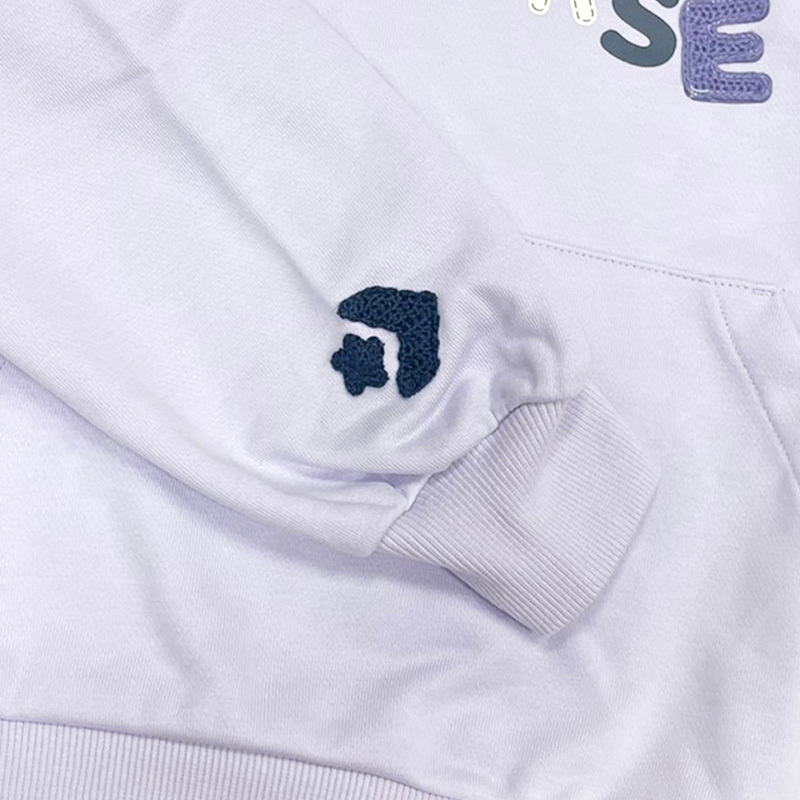 Converse Logo刺绣针织连帽宽松卫衣 女款 薰衣草淡紫 10025515-A02