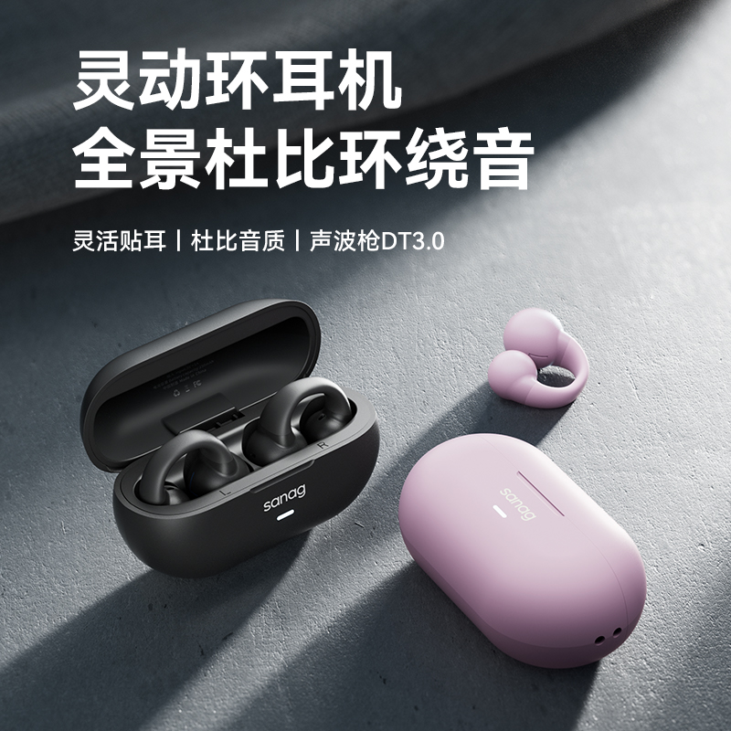sanag塞那AI蓝牙耳机Z36气骨传导耳夹式真无线运动不入挂耳高清大图