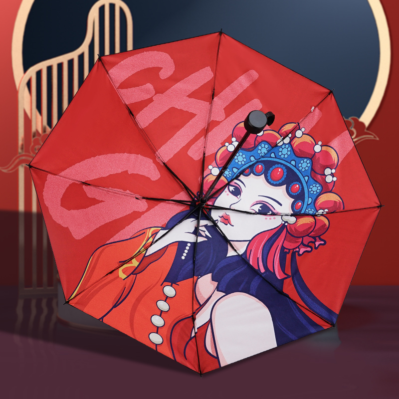 红叶UPF50+太阳伞防晒防紫外线雨伞女晴雨两用折叠伞女遮阳伞高清大图