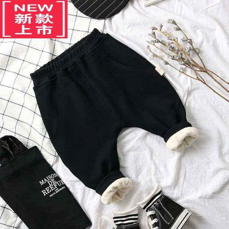 可莉允chao赞~冬款儿童加绒休闲裤 宝宝高腰哈伦裤 男女童保暖大裆pp裤保暖裤图片