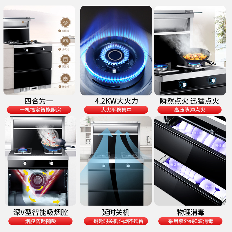 海尔(Haier)集成灶环保JJZT-JE7C(12T)侧吸式抽油烟机燃气灶具保洁柜套装天然气14-15(m3/min)高清大图