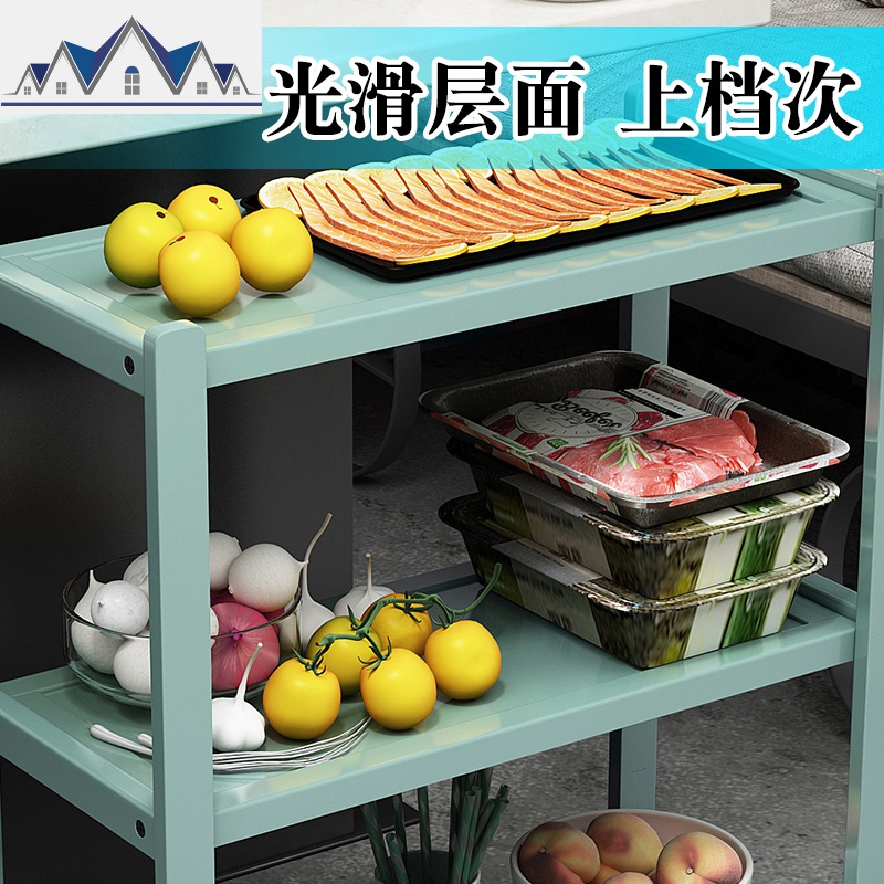 厨房菜架子 置物架多层火锅店放菜架移动三层4层落地水果蔬菜架竹 三维工匠高清大图