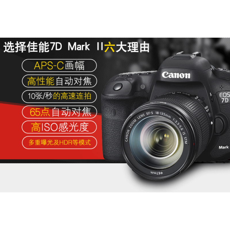 佳能(Canon) EOS 7D Mark II 数码单反相机 佳能EOS 7D2搭配 佳能 EF-S18-55 IS STM拆机镜头