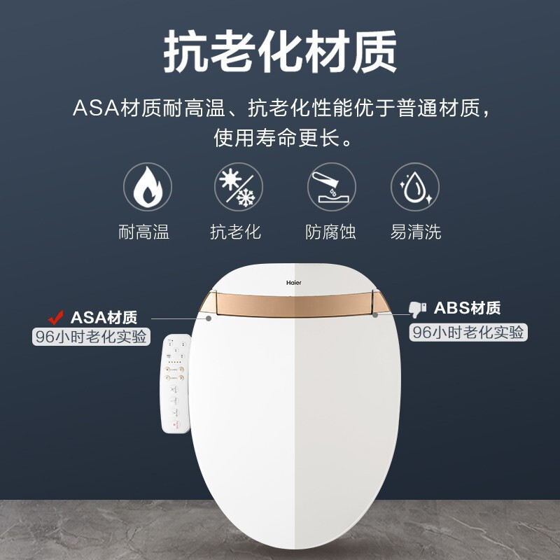海尔(Haier) 全自动 即热式 暖风烘干座圈抗菌 柔和夜灯 喷嘴自洁 智能马桶盖 坐便器 洁身器 V3-200