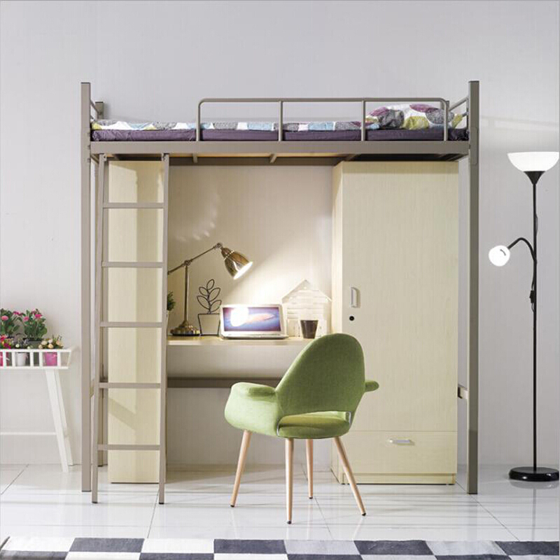 铭威盾铁床学生宿舍床上下柜公寓床单人床组合床带衣柜书桌铁床上下铺